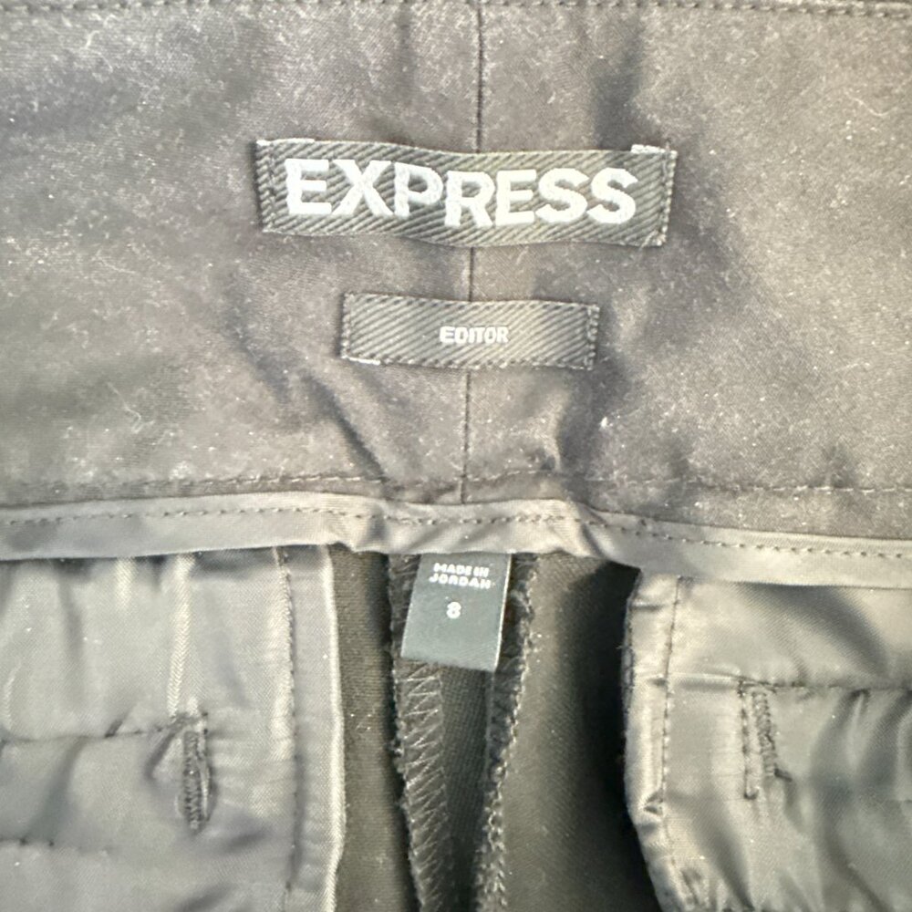 Express Editor Mid-Rise Black Capri Pants Flat Front Mid Rise 2010s - Picture 3 of 9